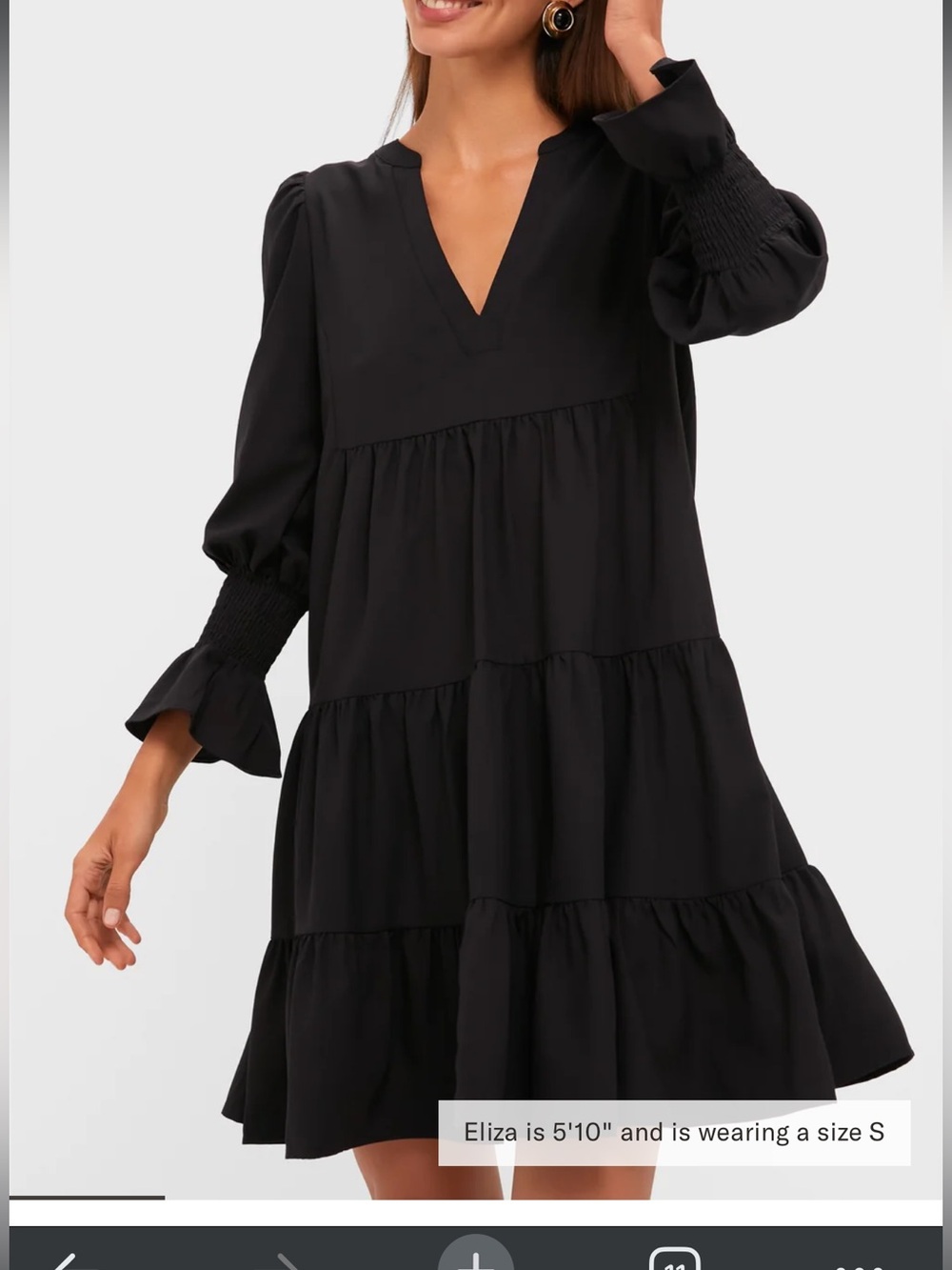 Pomander Place Black Long-Sleeve Tiered V-Neck Dress